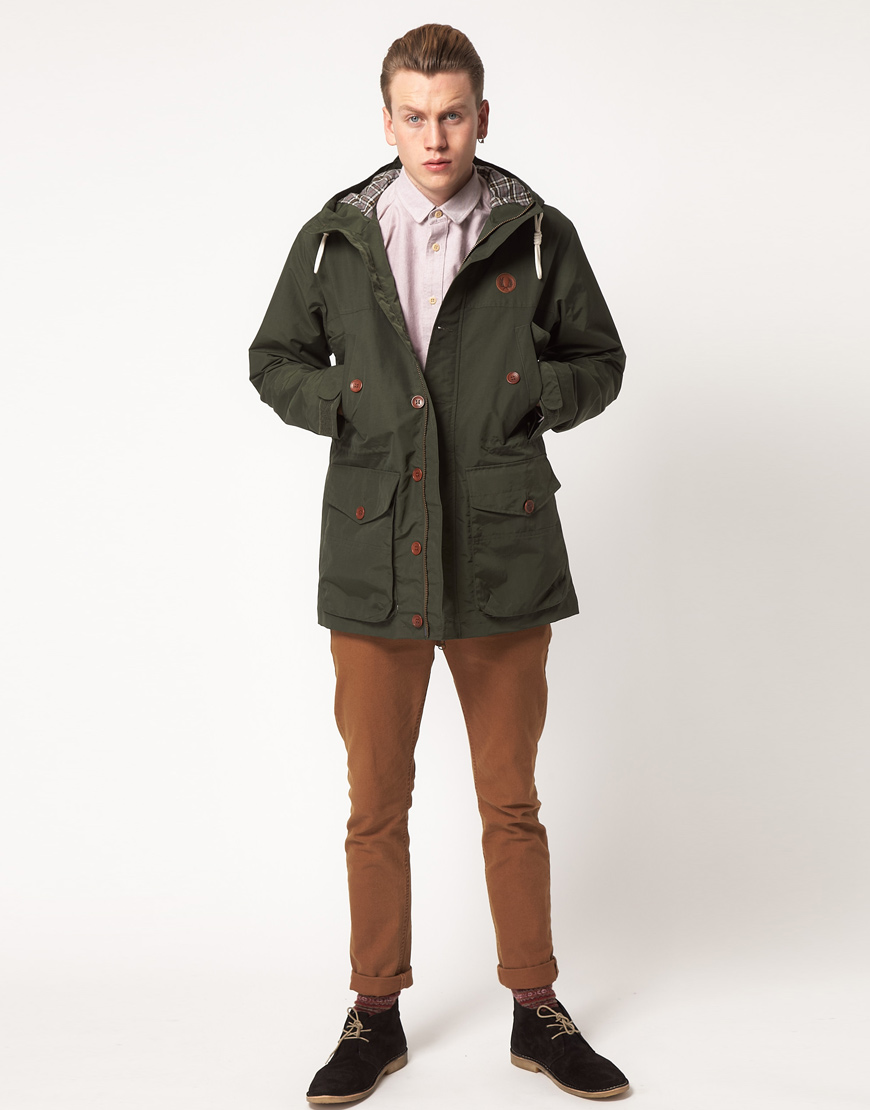 Lyst - Fred perry Parka Hooded in Green for Men
