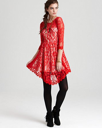 Free People Red Lace Dress Store, 60 