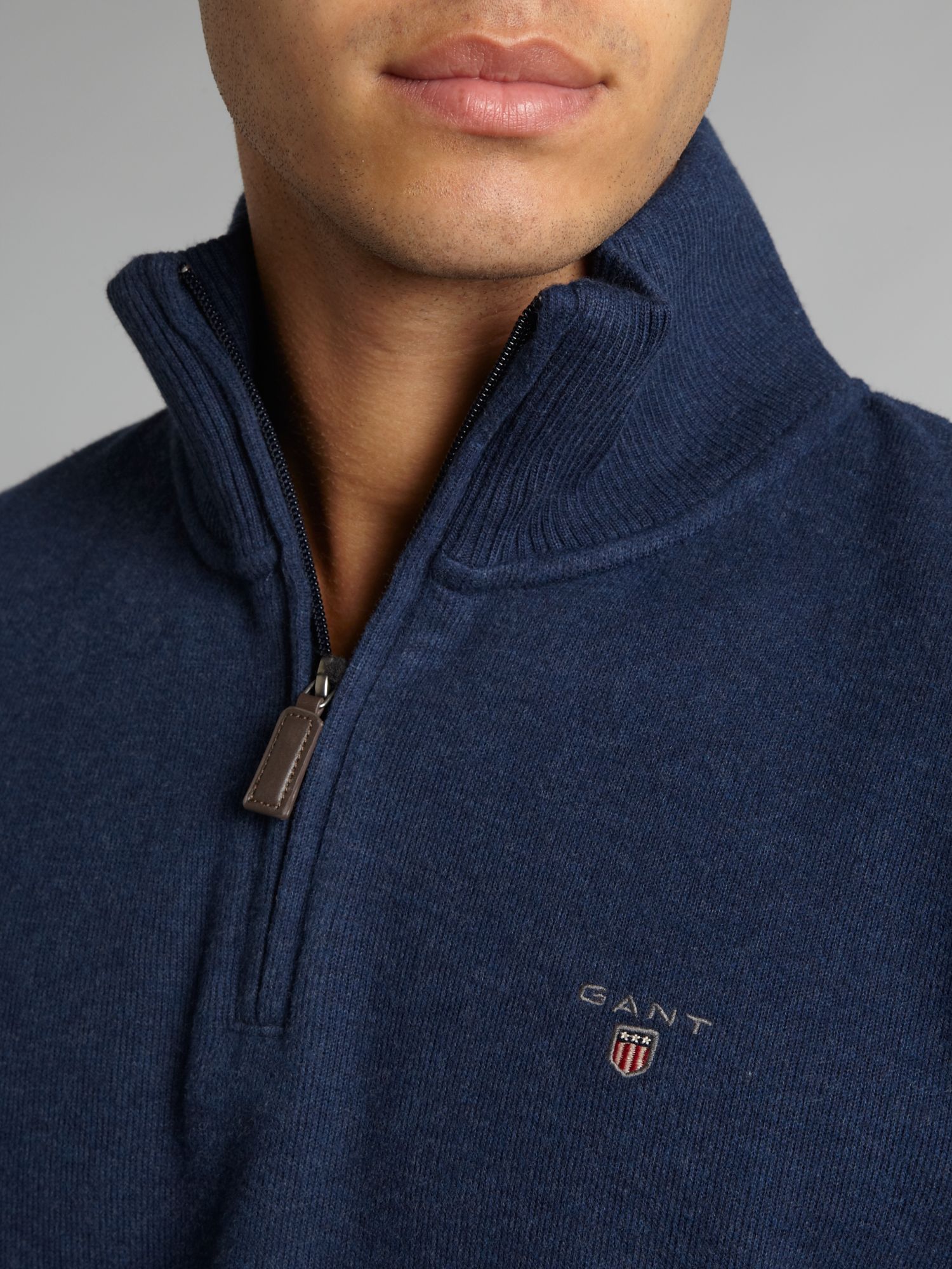 Gant Sacker Rib Half Zip Collar Jumper Denim in Blue for Men | Lyst