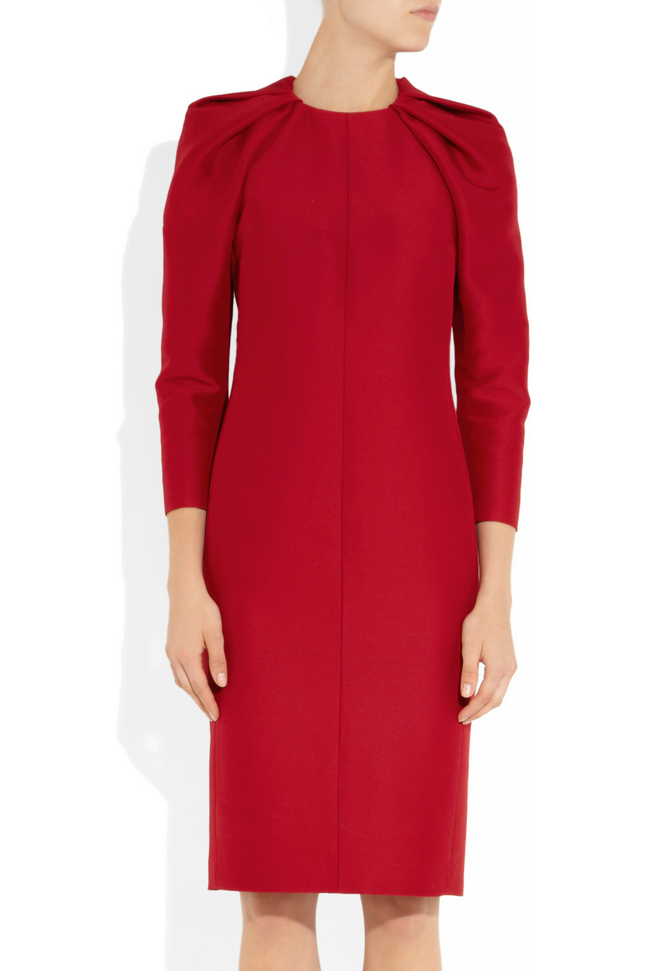 Giambattista valli Pleated Wool and Silk Blend Dress in Red | Lyst