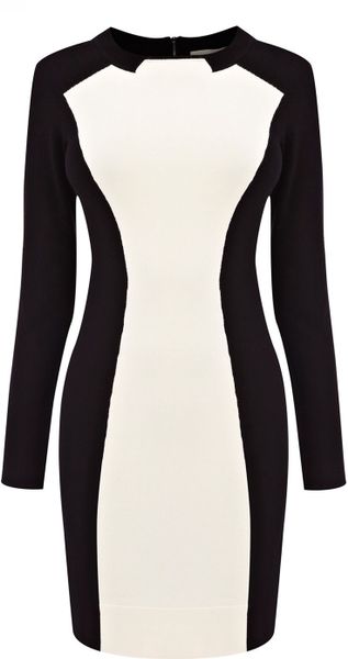 Karen Millen Feminine Colourblock Knit in Black (black & white) | Lyst