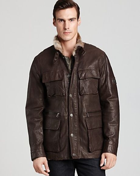 Michael Kors Fur Lined Leather Utility Jacket in Brown for Men ...