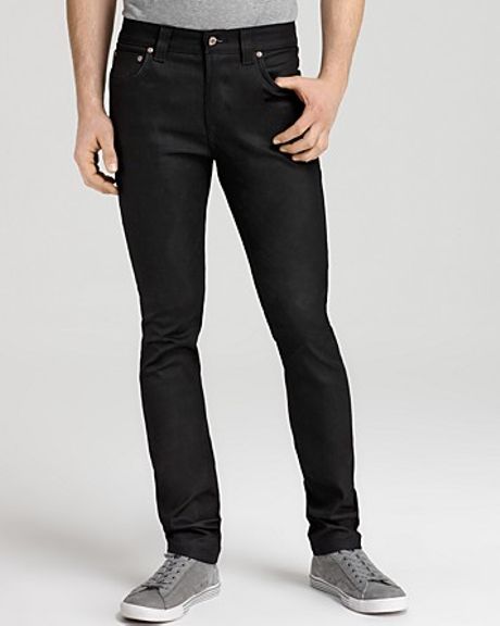Nudie Jeans Thin Finn Slim Fit Jeans in Black for Men (dry black coated ...