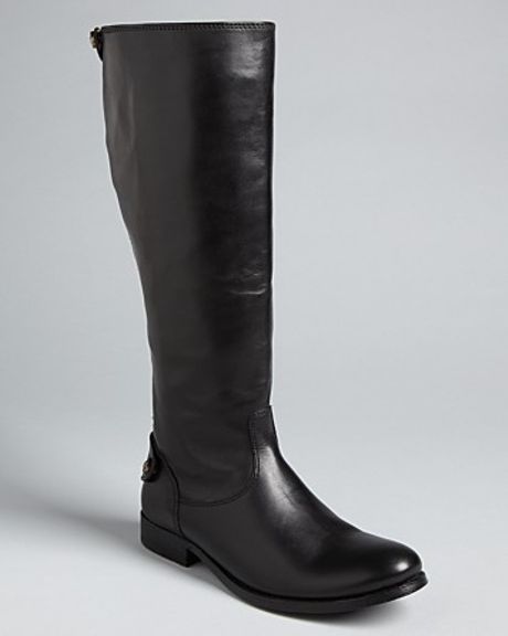 Frye Flat Tall Boots Melissa Back Zip in Black | Lyst