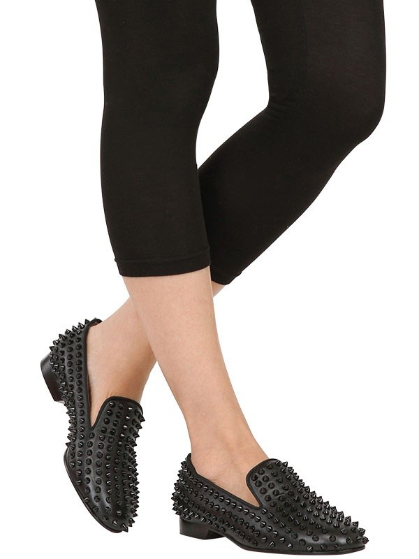influenza perforere omfatte Christian Louboutin Rolling Nappa Spikes Loafers in Black | Lyst