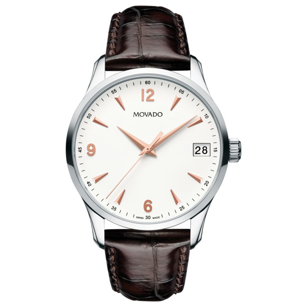 Movado Mens Swiss Circa Brown Crocodile 