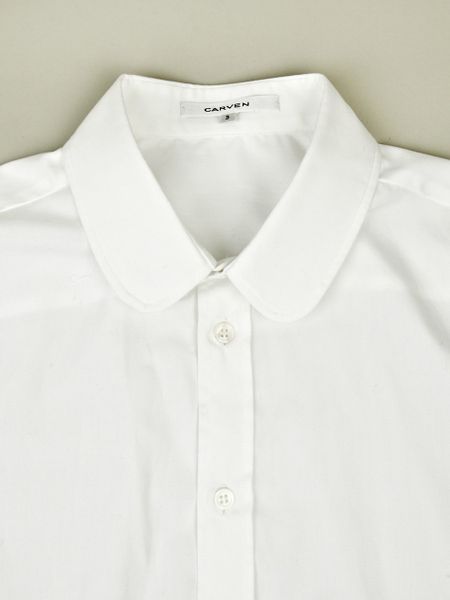 Carven Mens Round Collar Shirt in White for Men | Lyst