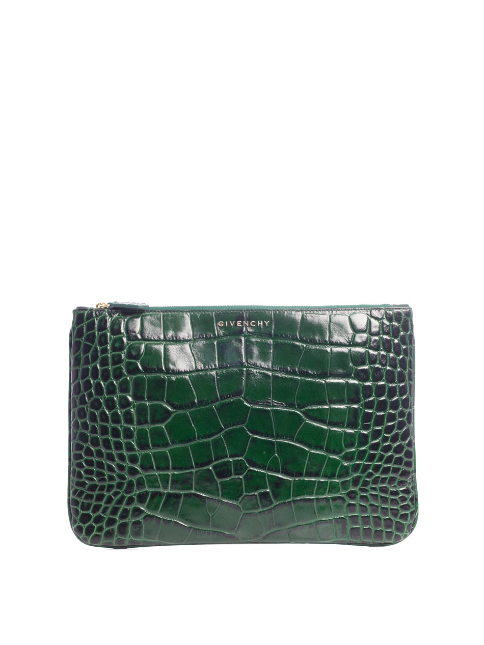 Givenchy Stamped Crocodile Clutch Bag in Green | Lyst