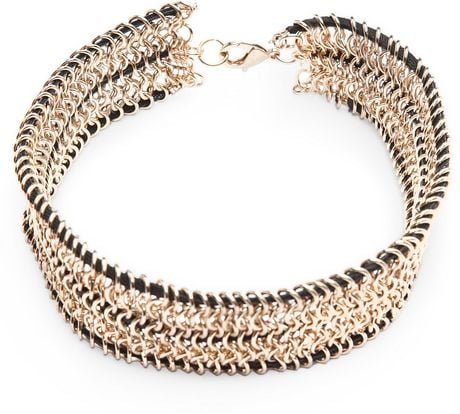 Mango Metal Mesh Necklace in Gold (94) | Lyst