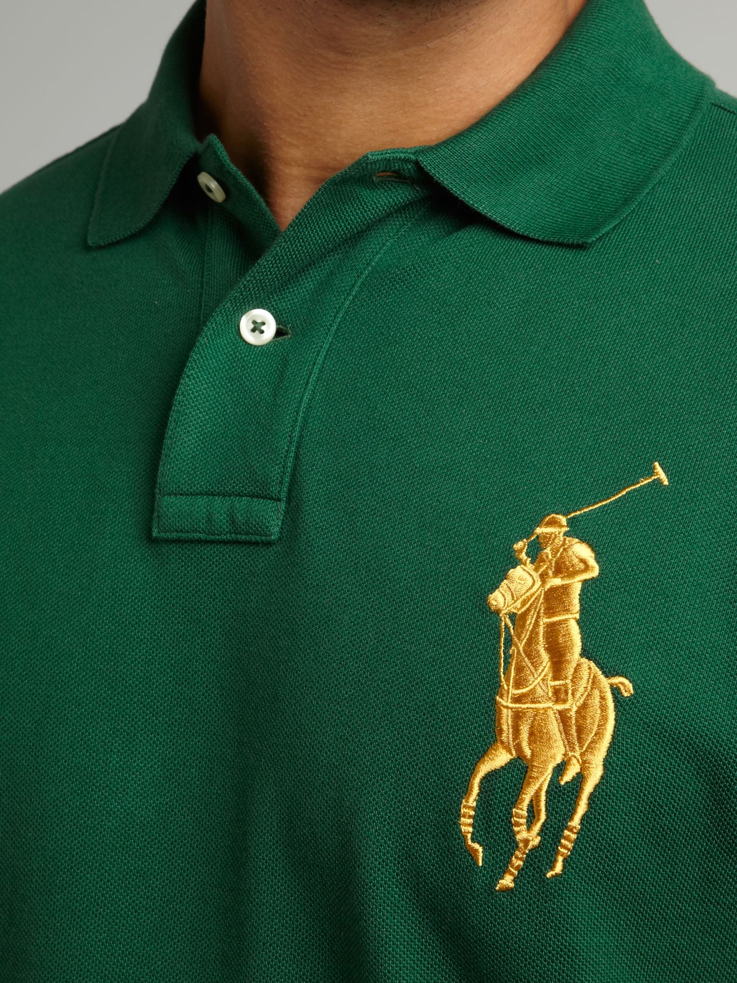 Polo ralph lauren Custom Fitted Gold Big Pony Polo Shirt in Green for ...