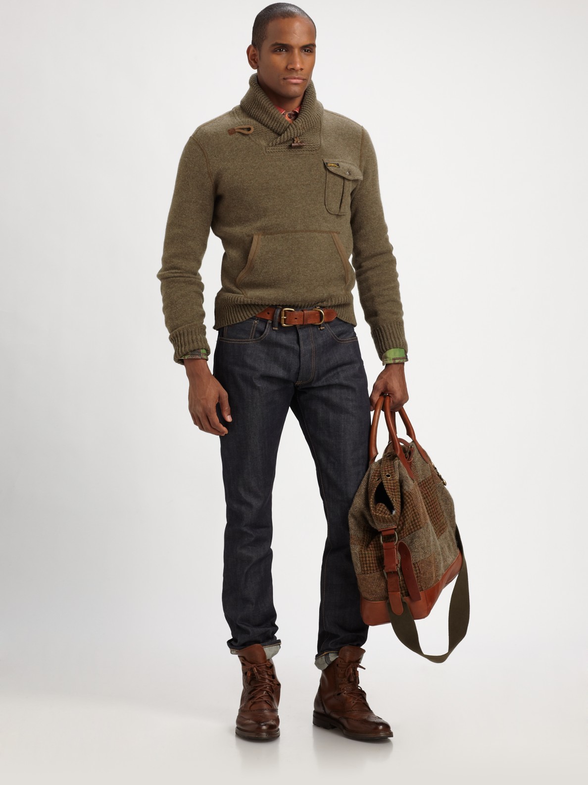 olive green polo sweater