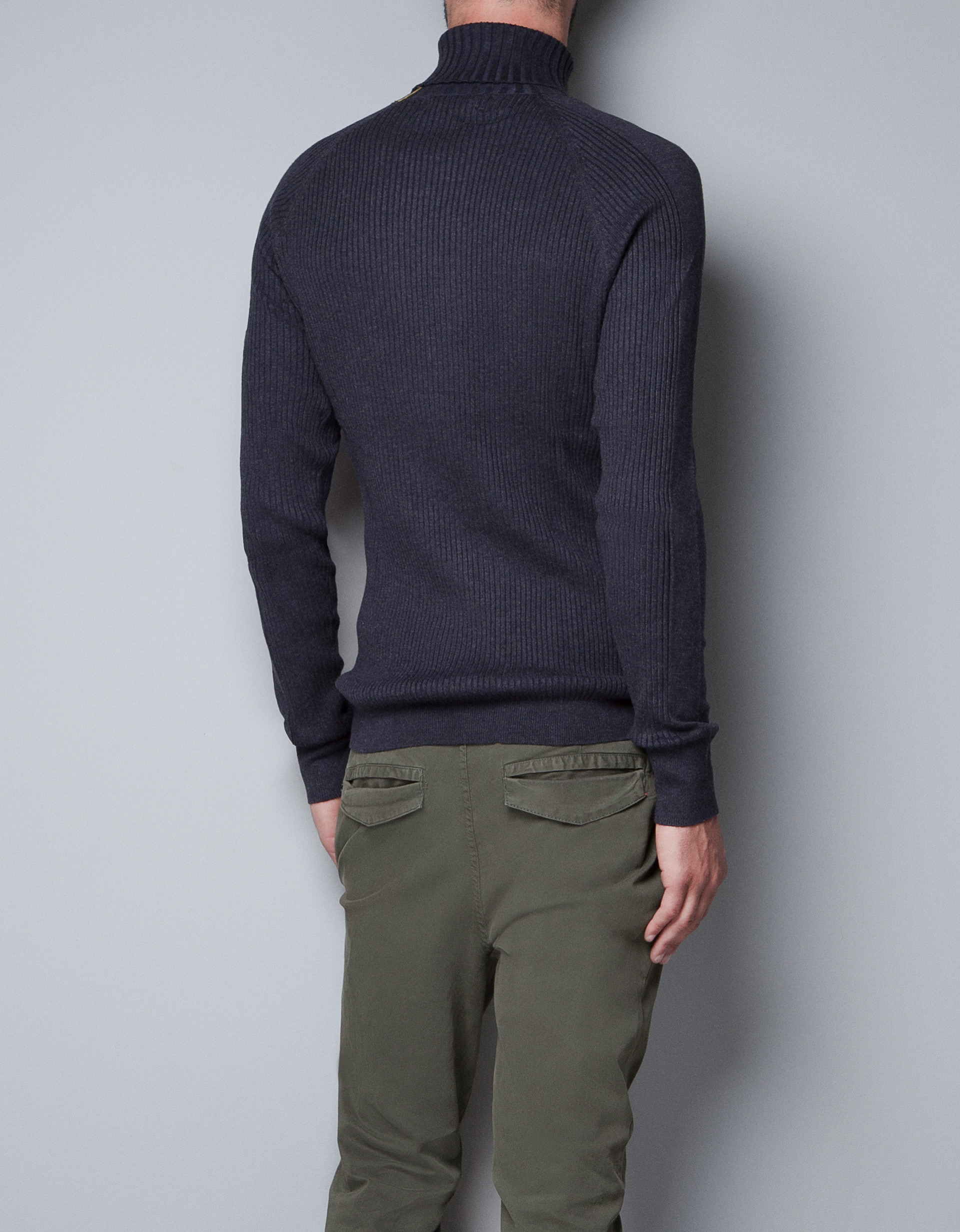 Zara Ribbed Polo Neck Sweater in Blue for Men | Lyst