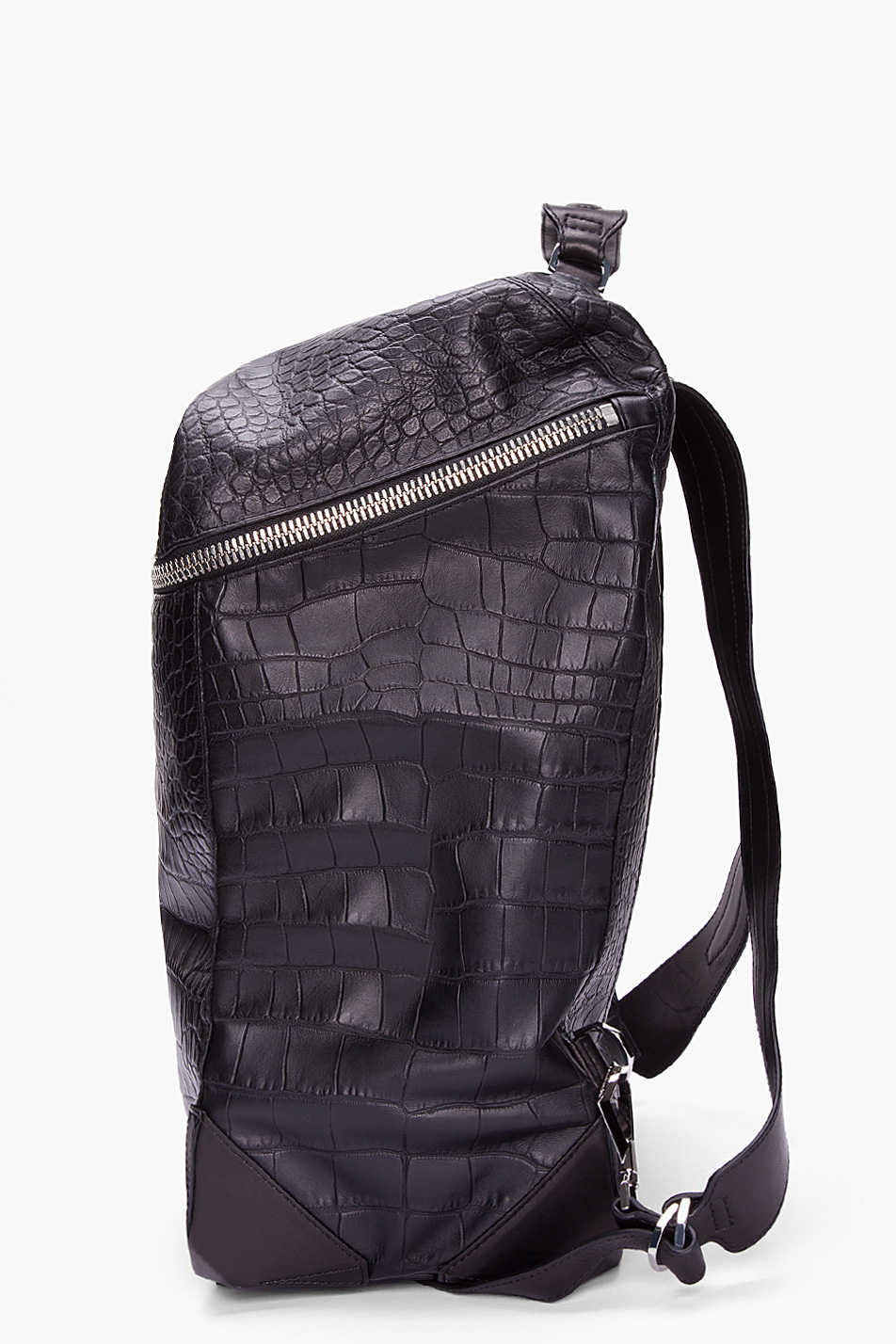 Alexander Wang Croc Embossed Wallie Backpack in Black for Men 