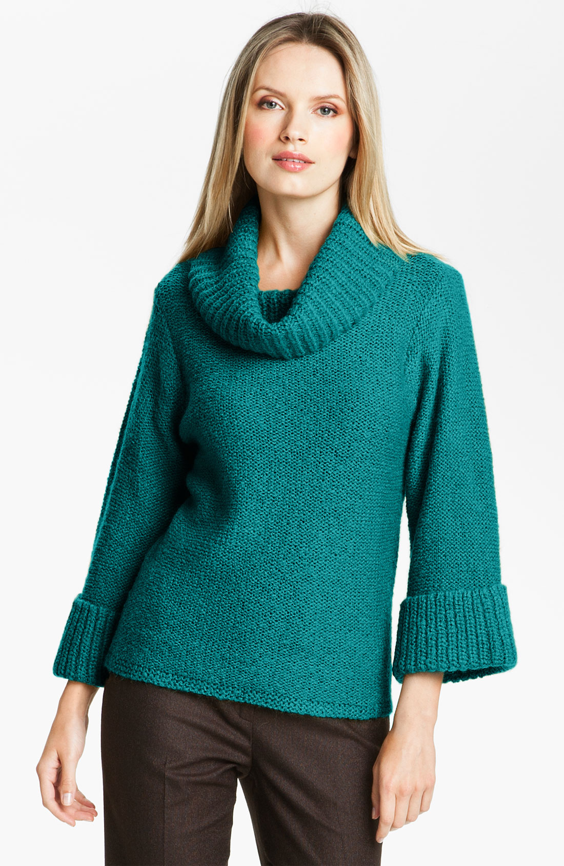 Classiques Entier Mousse Cowl Neck Sweater in Green (turquoise tonal ...