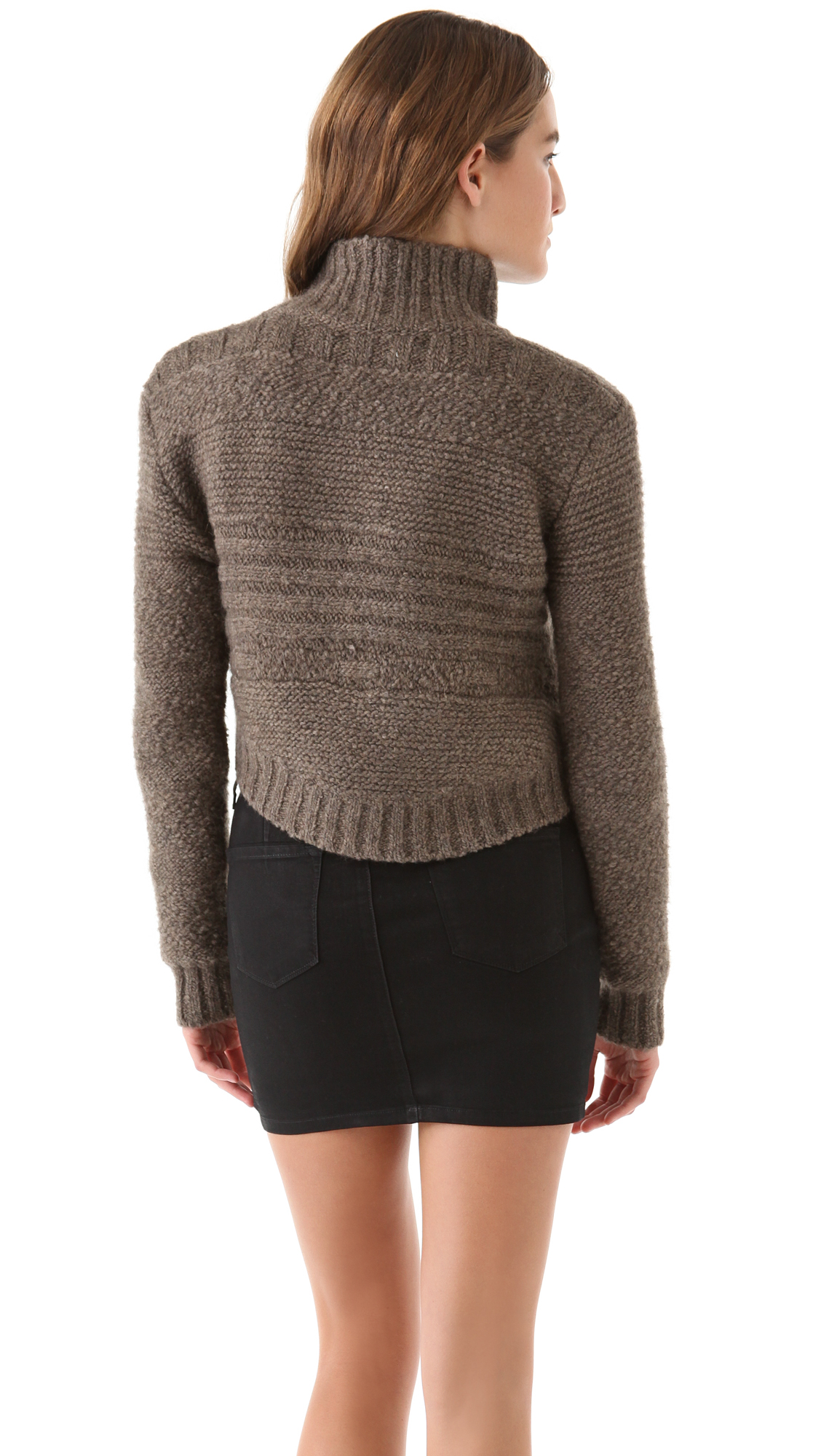 Lyst Kimberly Ovitz Crop Turtleneck Chunky Sweater Smoke Melange in Gray