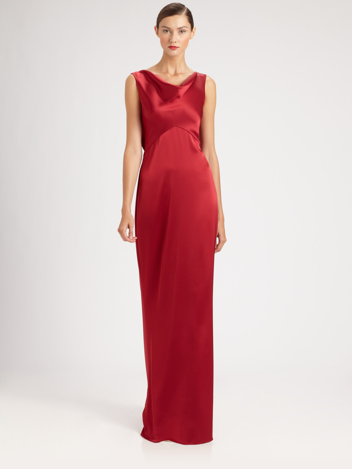 St. John Liquid Satin Gown in Berry (Red) - Lyst