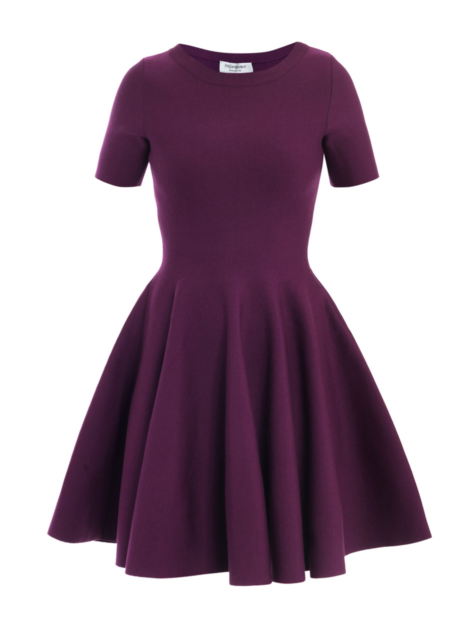 Saint Laurent Fit and Flare Dress in Purple (berry) | Lyst