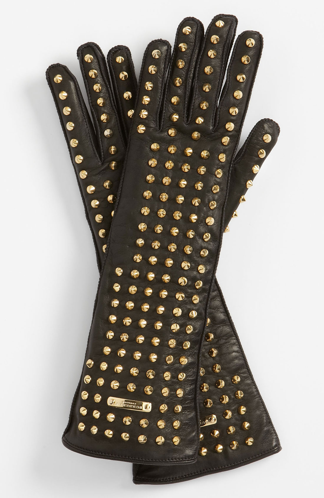 Burberry Studded Leather Gloves in Black Lyst