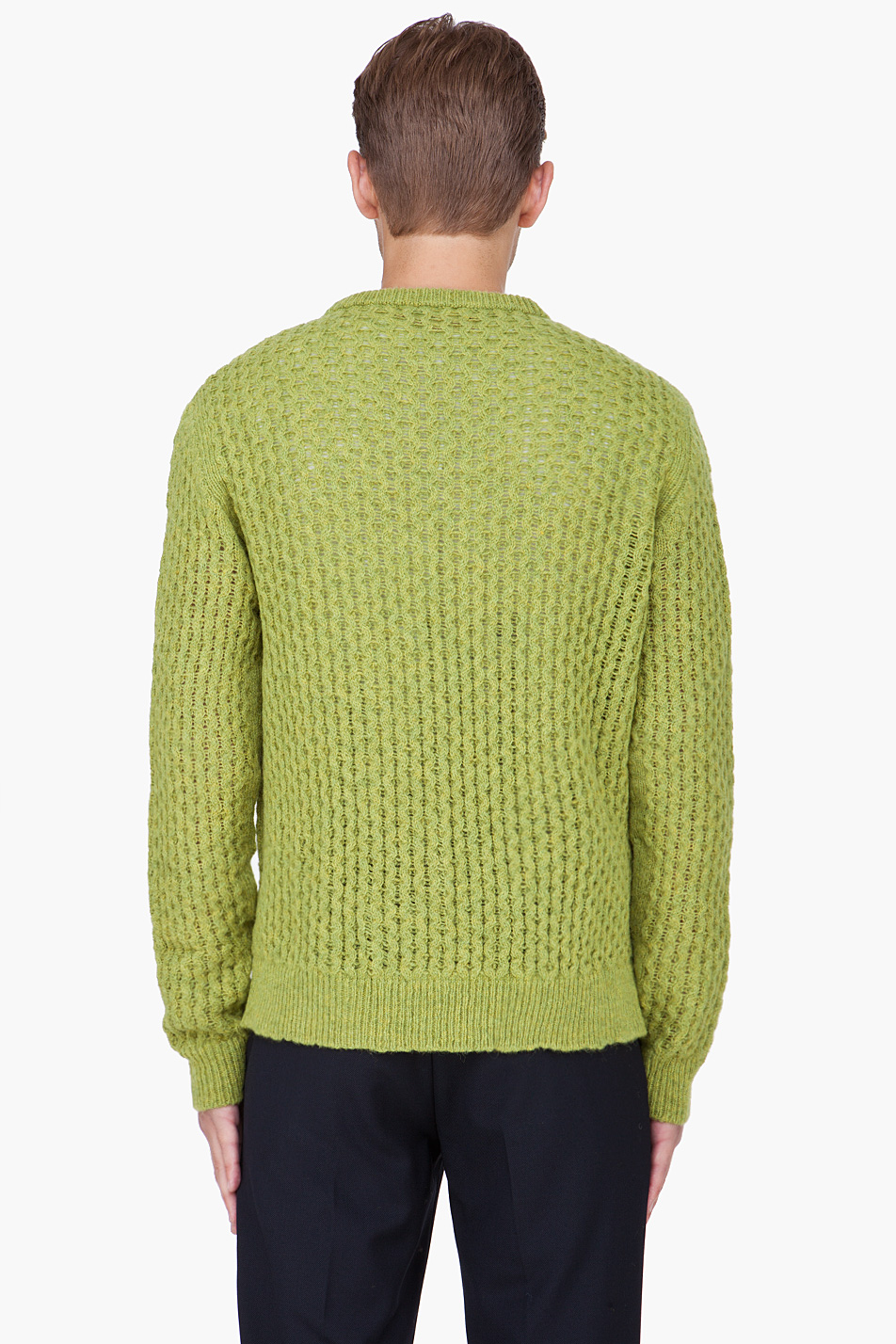 Raf Simons Lime Green Wool Knit Sweater 