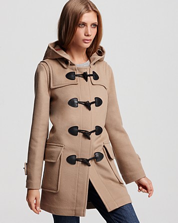 Burberry Hooded Wool Coat with Toggle Closure in Camel (Natural 