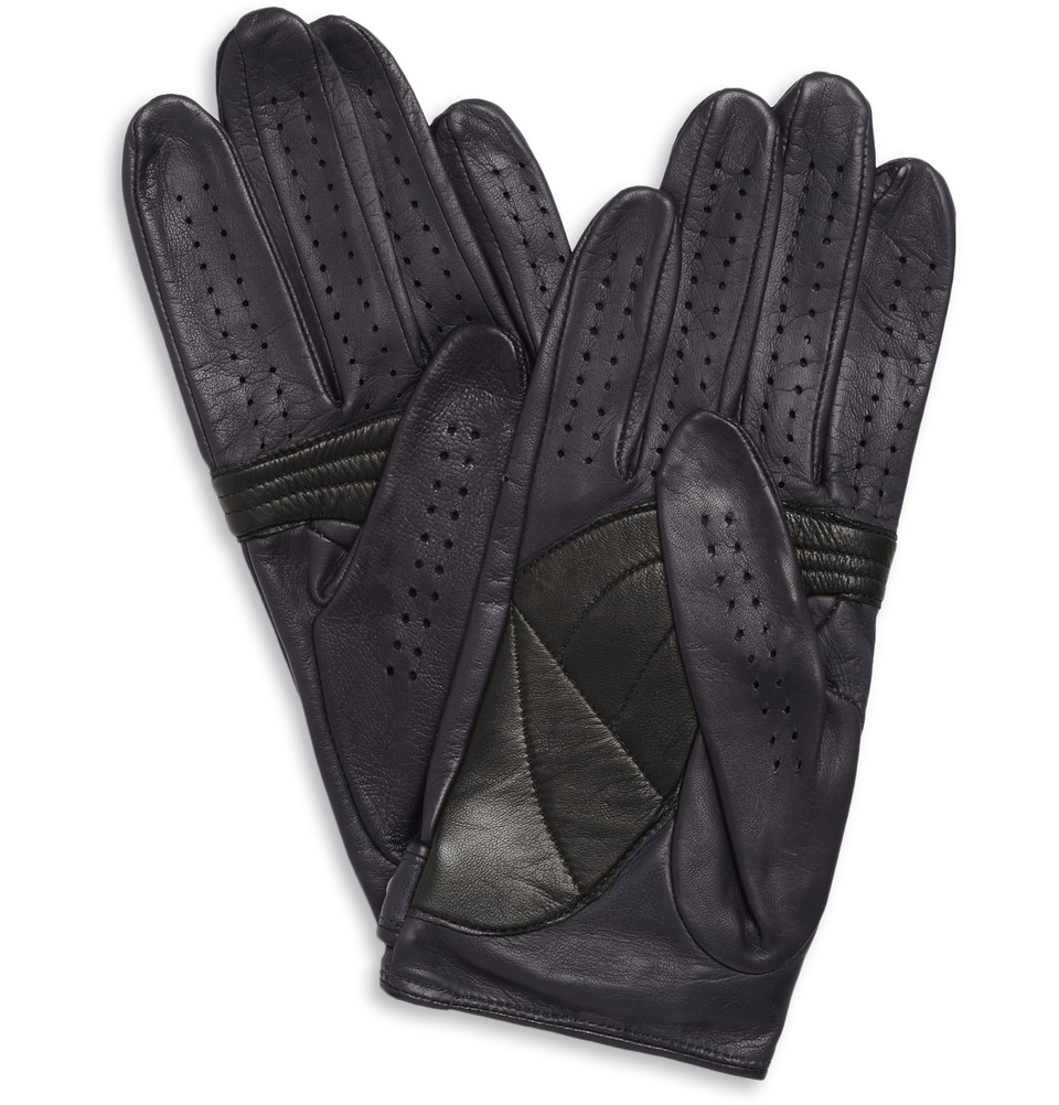 Lyst Dunhill Perforated Leather Driving Gloves in Blue for Men