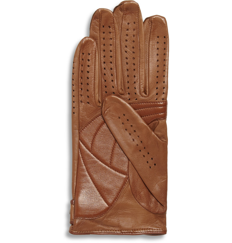 Dunhill Perforated Leather Driving Gloves in Brown for Men - Lyst