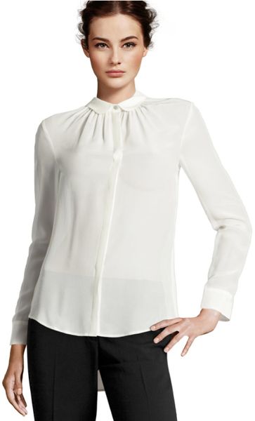 H&m Silk Blouse in White (natural) | Lyst