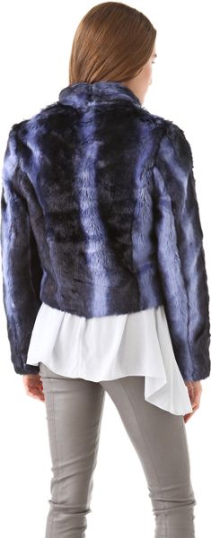 Minkpink Inked Faux Fur Jacket in Blue (multi) | Lyst