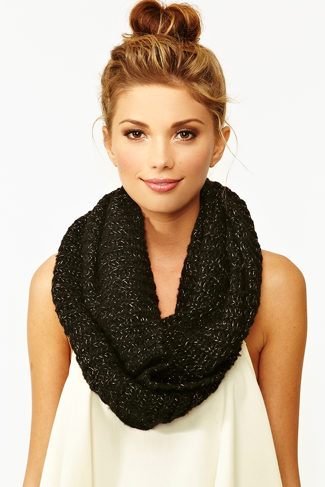 Lyst Nasty Gal Metallic Infinity Scarf Black in Black
