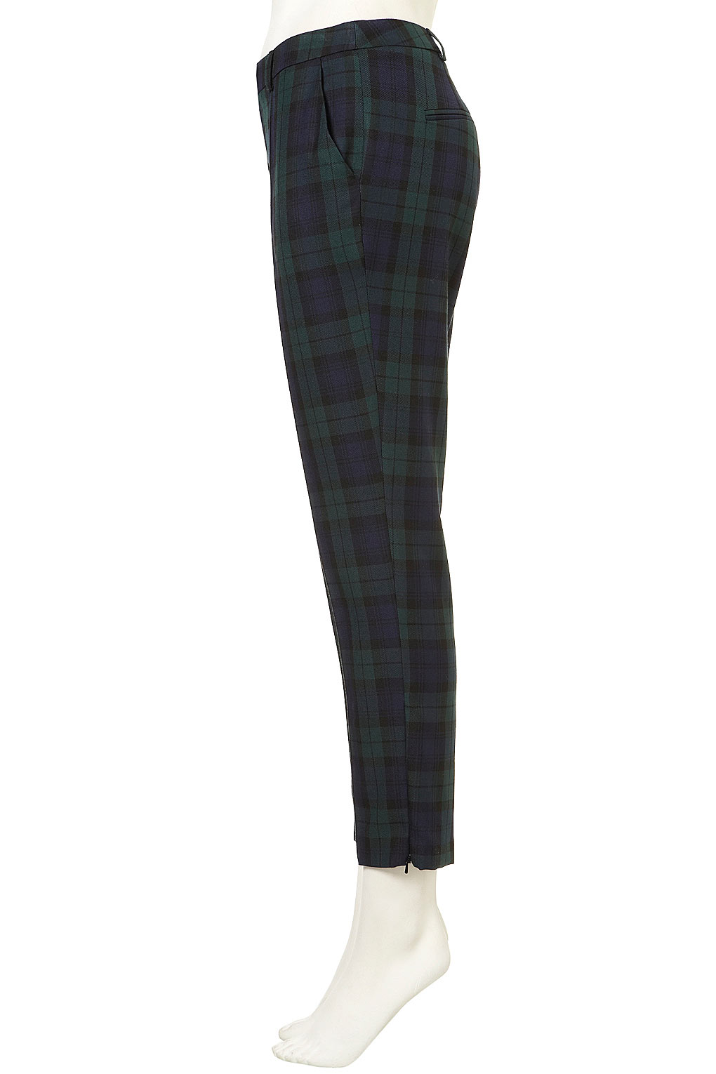 green and black check trousers