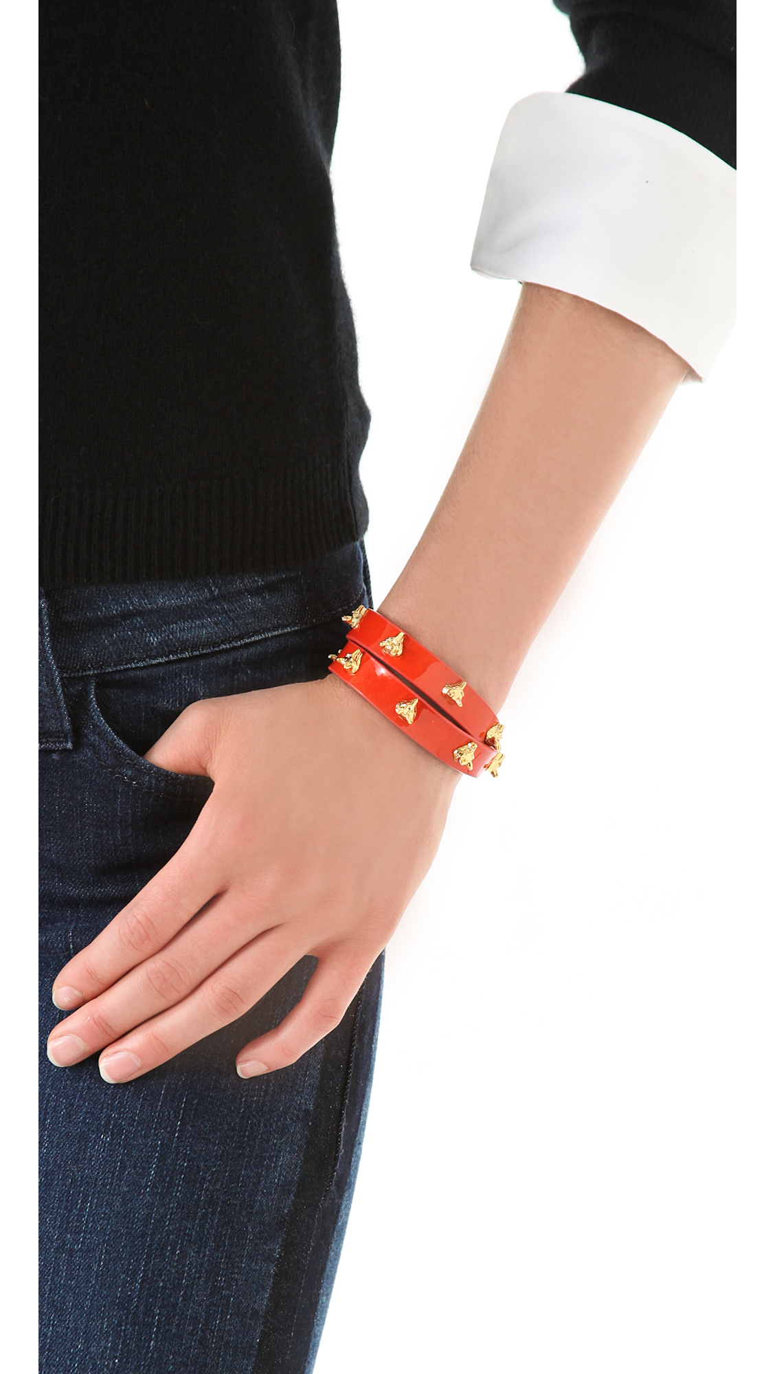 Tory Burch Fox Studded Wrap Bracelet in Red Lyst