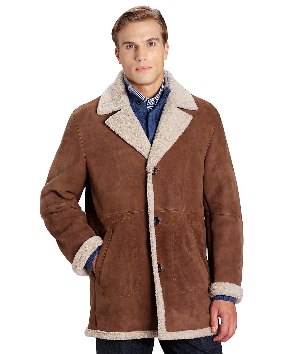 Lyst - Brooks brothers Shearling Coat in Brown for Men