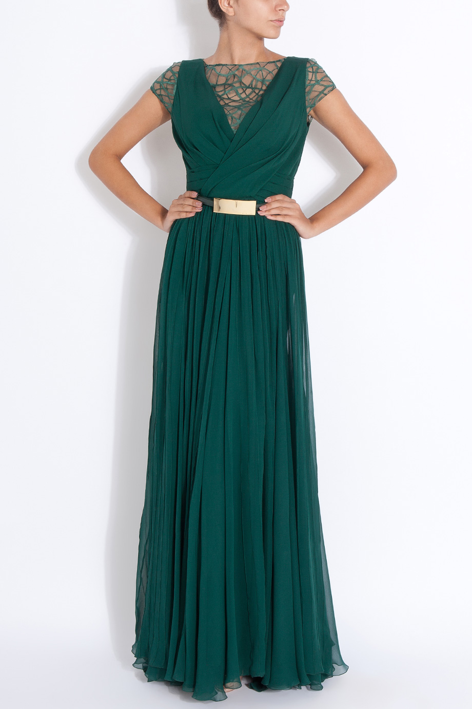 Green Dress with Lace Details