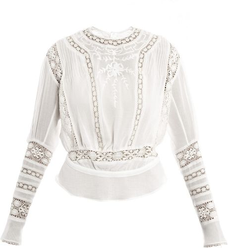 Isabel Marant Halba Embroidered Top in White (cream) | Lyst