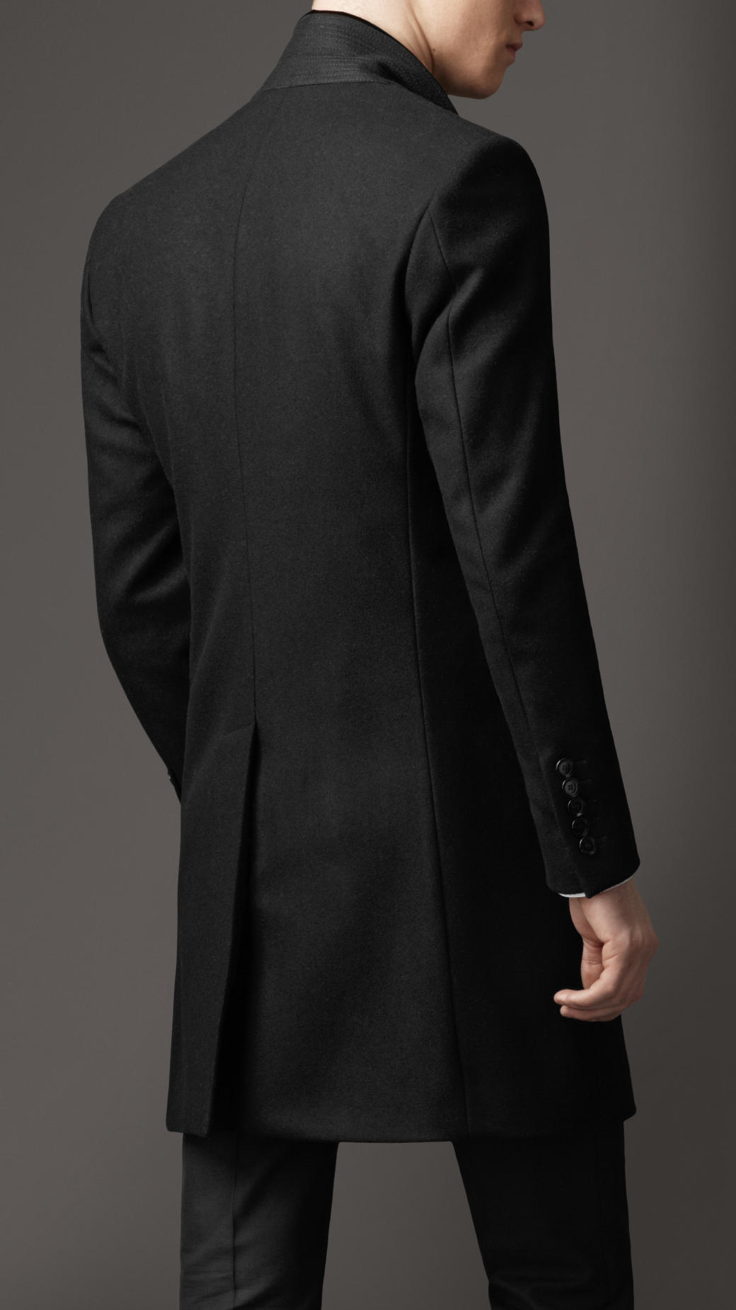 Burberry Velvet Collar Top Coat in Black for Men Lyst