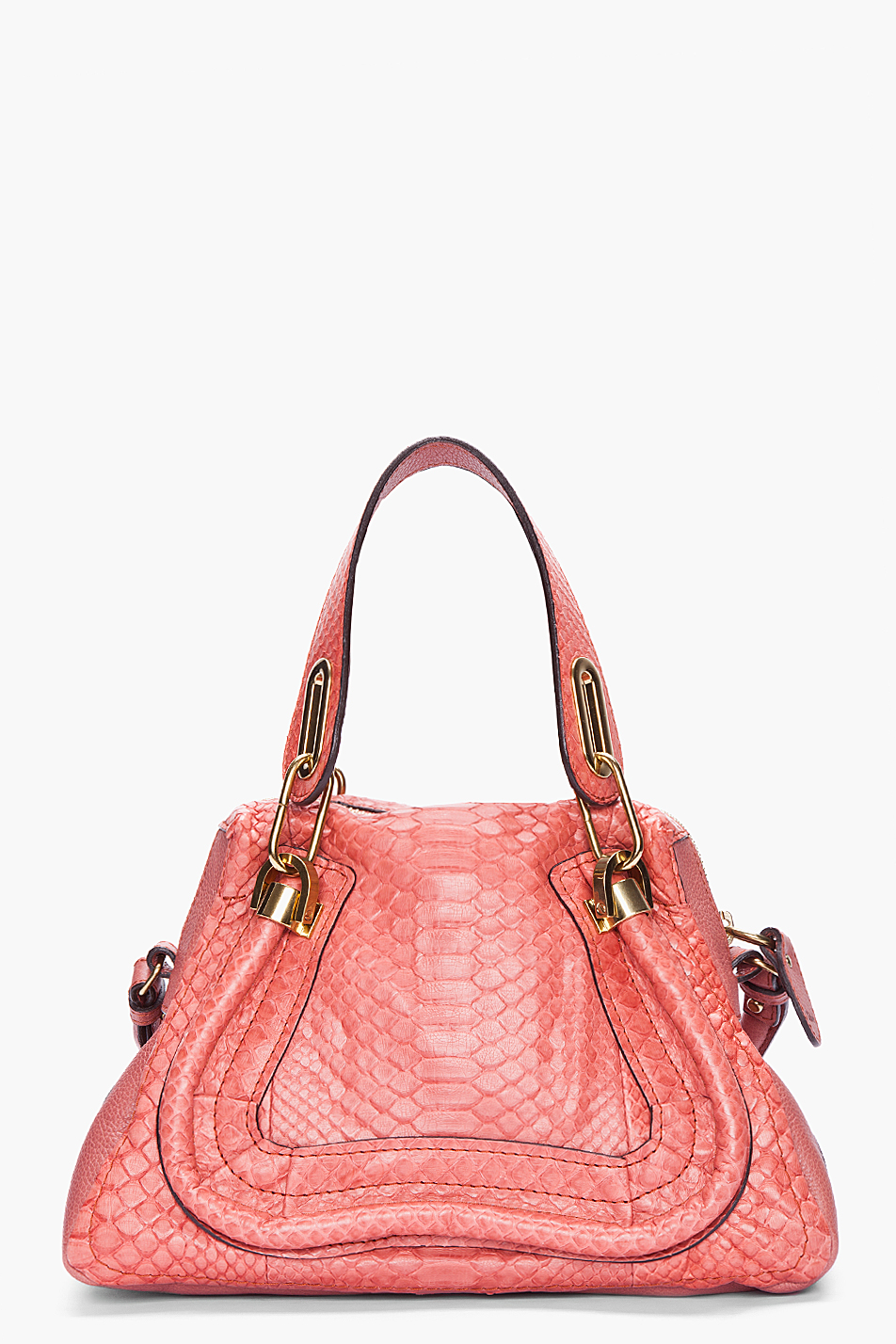Chlo Small Salmon Python Skin Paraty Bag in Gold | Lyst  