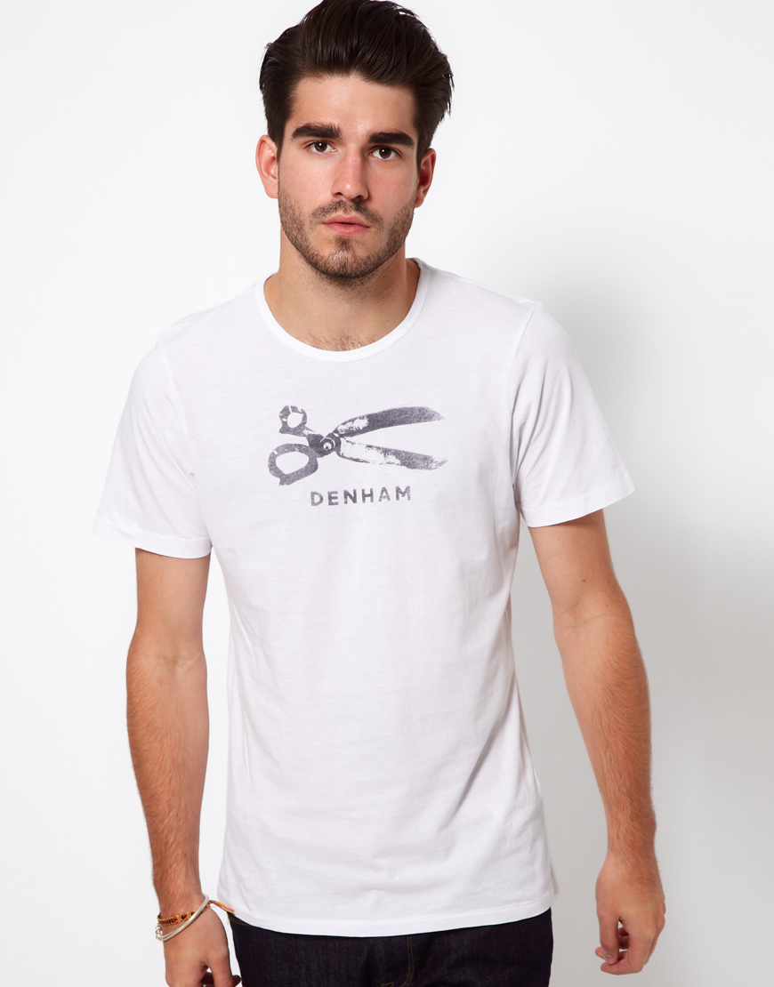 Denham Tshirt with Scissor Logo in White for Men | Lyst