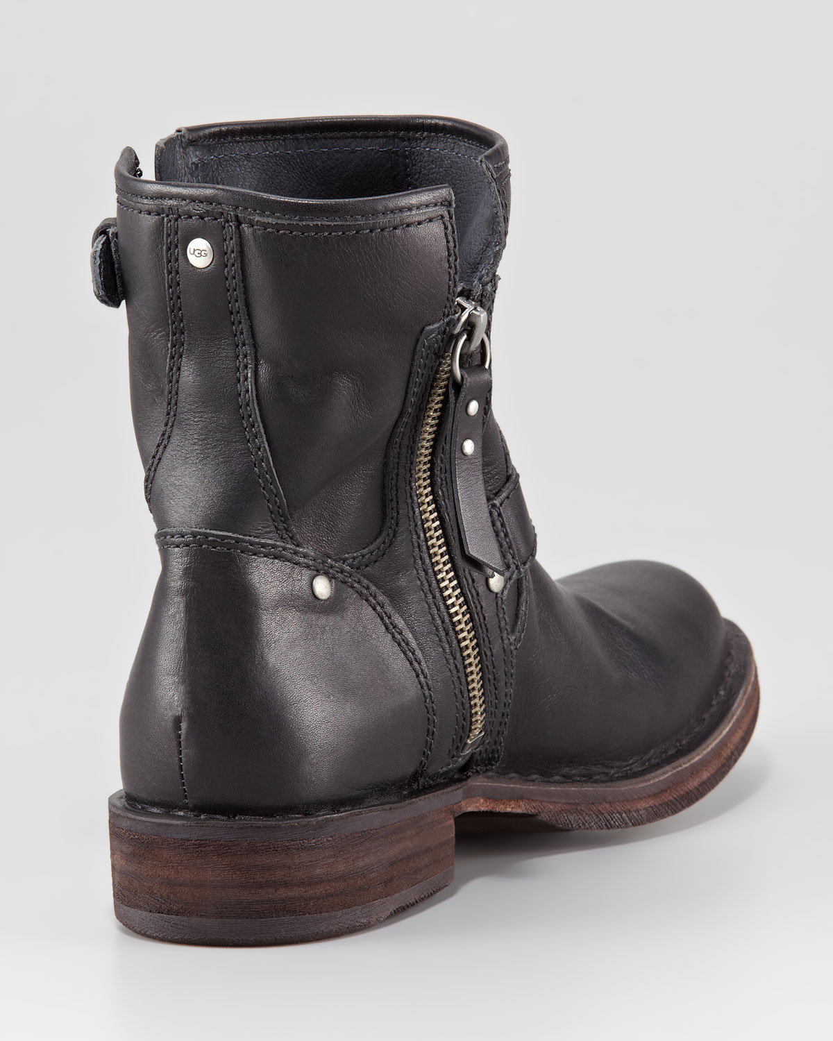 Ugg Fabrizia Leather Motorcycle Boot in Black Lyst