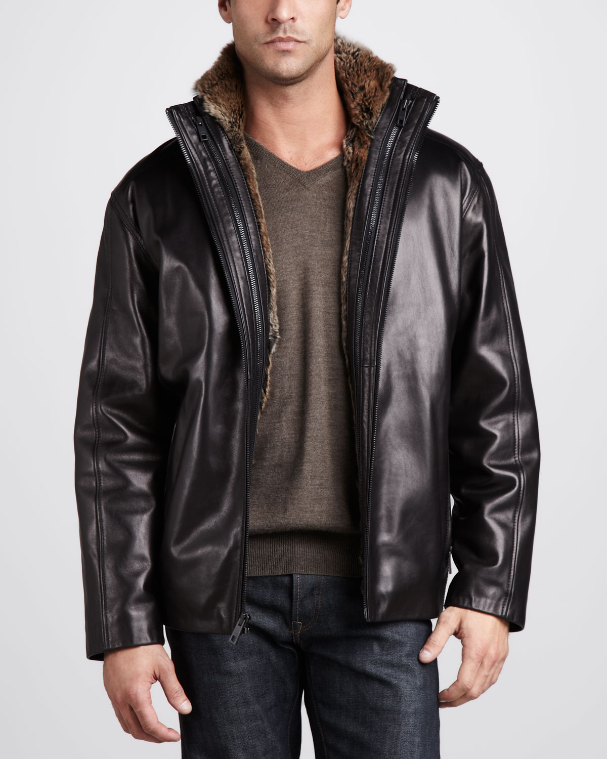 Lyst - Andrew Marc Luster Luxe Leather Jacket in Black for Men