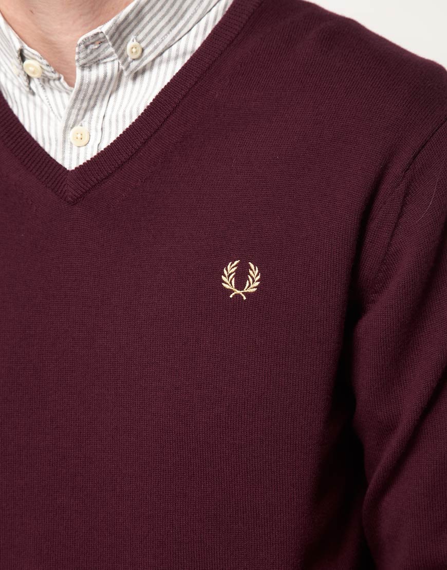Fred Perry Jumper V Neck in Red for Men - Lyst