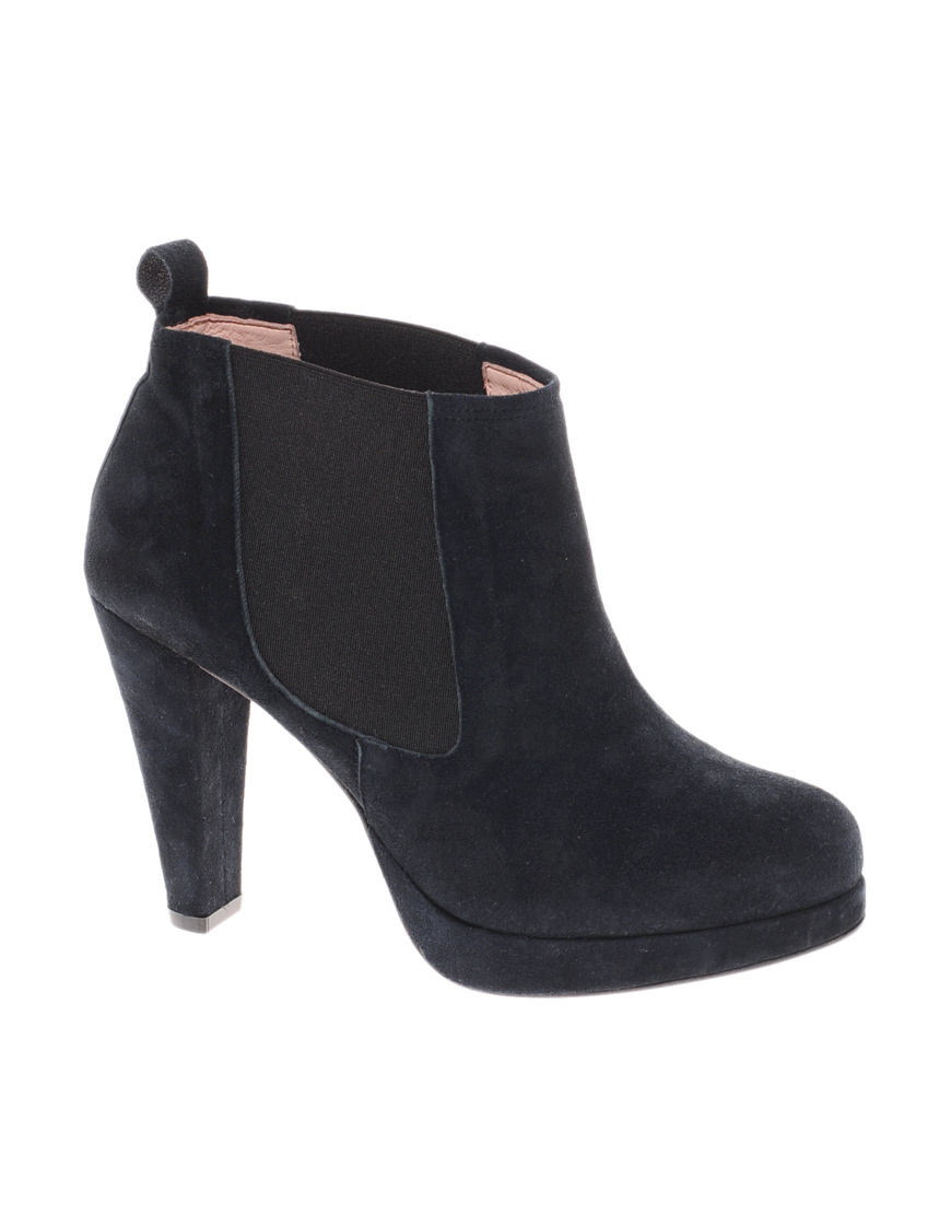 Ganni Exclusive Fiona Heeled Chelsea Boots in Navy (Black) - Lyst