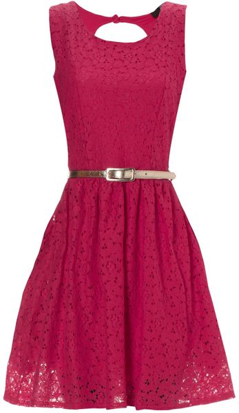 Jane Norman Lace Skater in Red (pink) | Lyst
