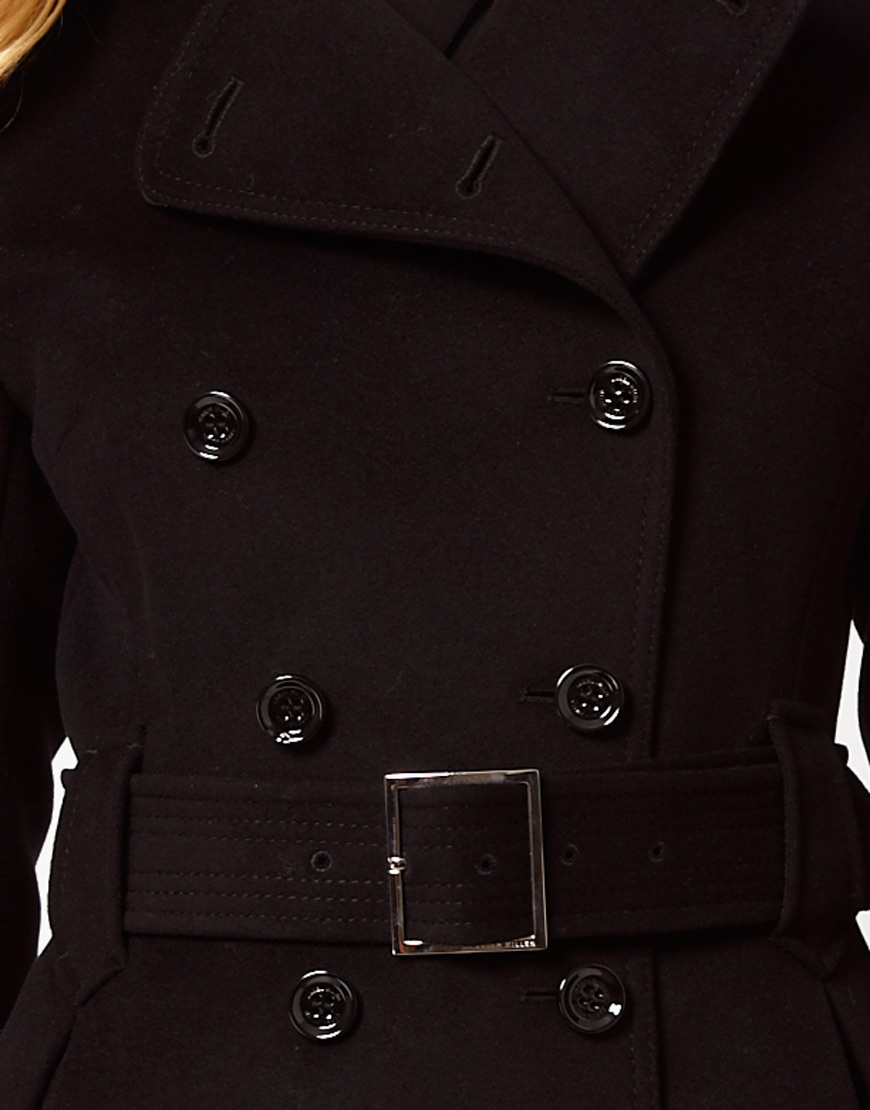 Karen Millen Classic Investment Coat with Belt in Black - Lyst