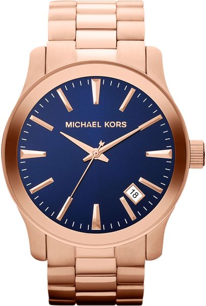 Michael Michael Kors Michael Kors Runway Blue Dial Bracelet Watch in ...