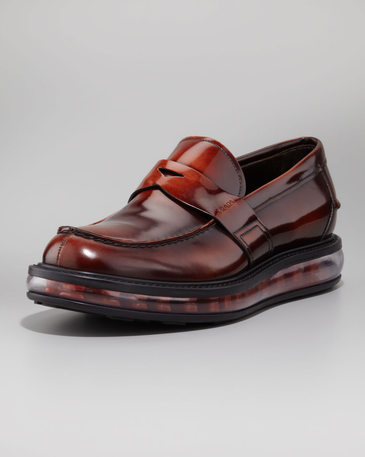 prada penny loafer brown