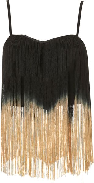 Topshop Ombre Fringe Top By Rare in Black | Lyst