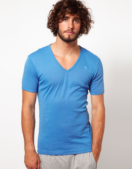 G-star Raw V- Neck Two Pack T-Shirt in Blue for Men | Lyst