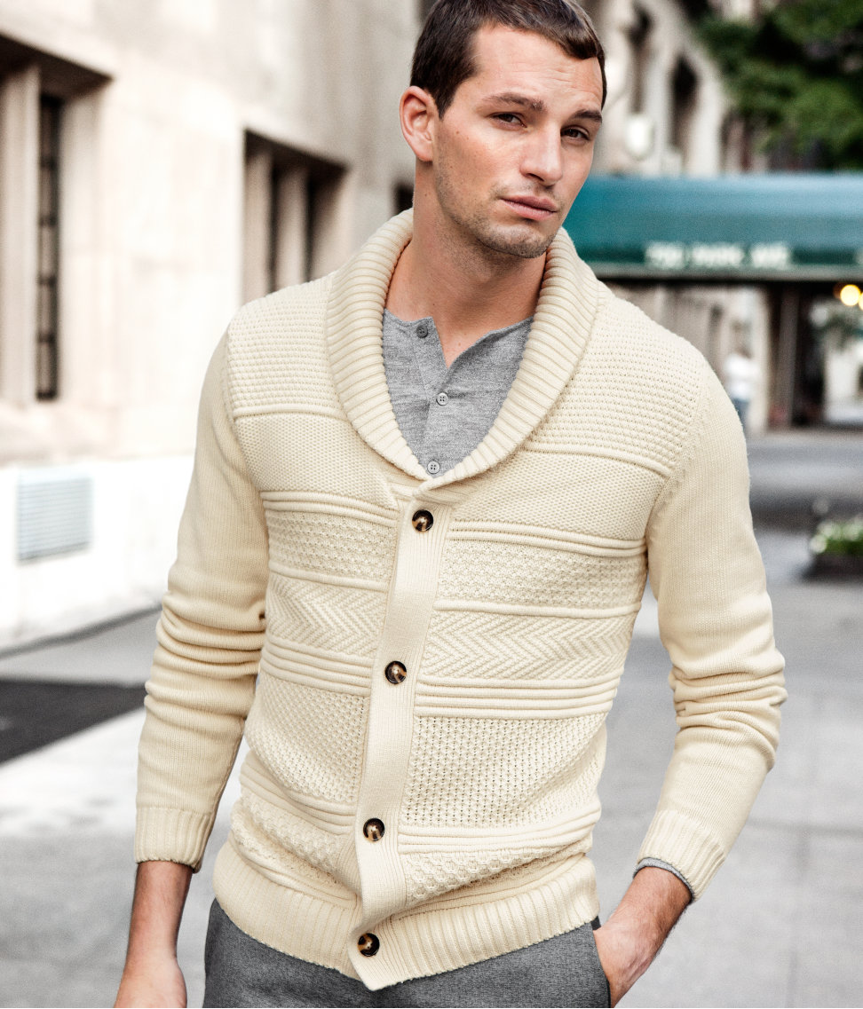 mens cream cardigan sweater
