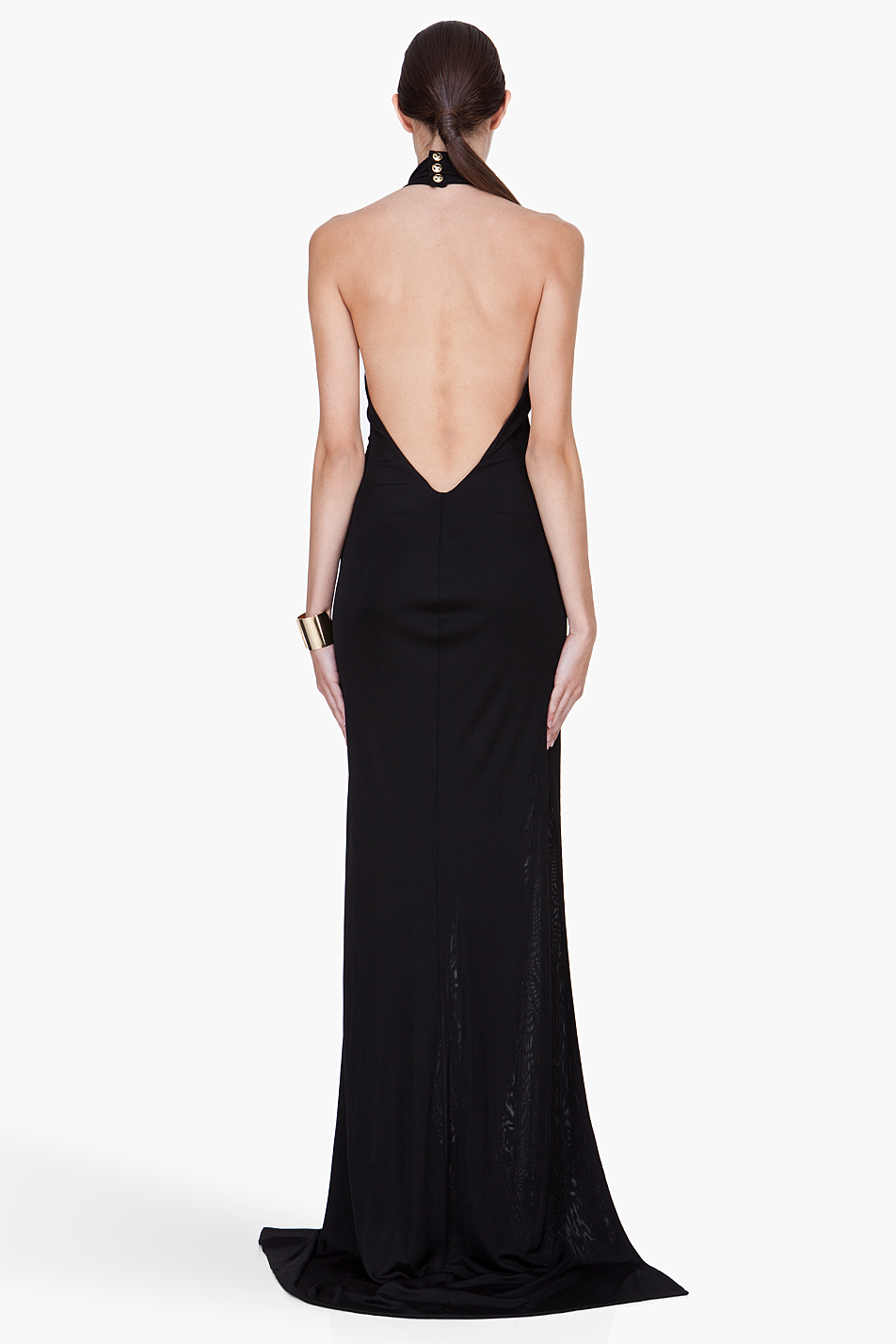 Balmain Long Black Backless Side Slit Dress | Lyst