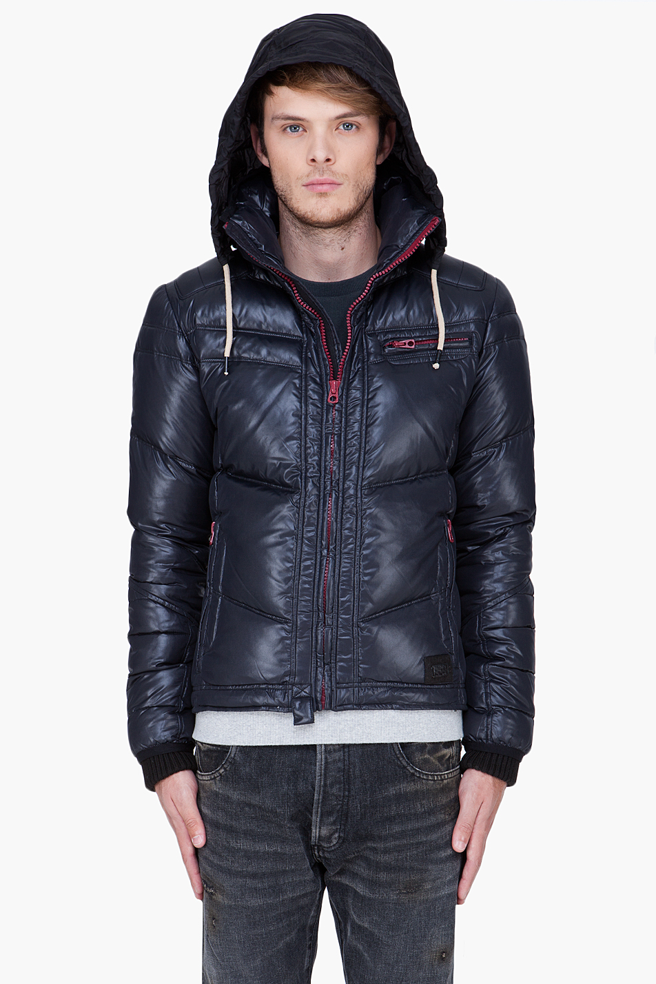 Download DIESEL Black Padded Hooded Weroxim Jacket for Men - Lyst